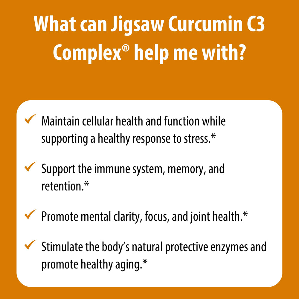 Quality seal on Jigsaw Health Curcumin C3 Complex packaging.
