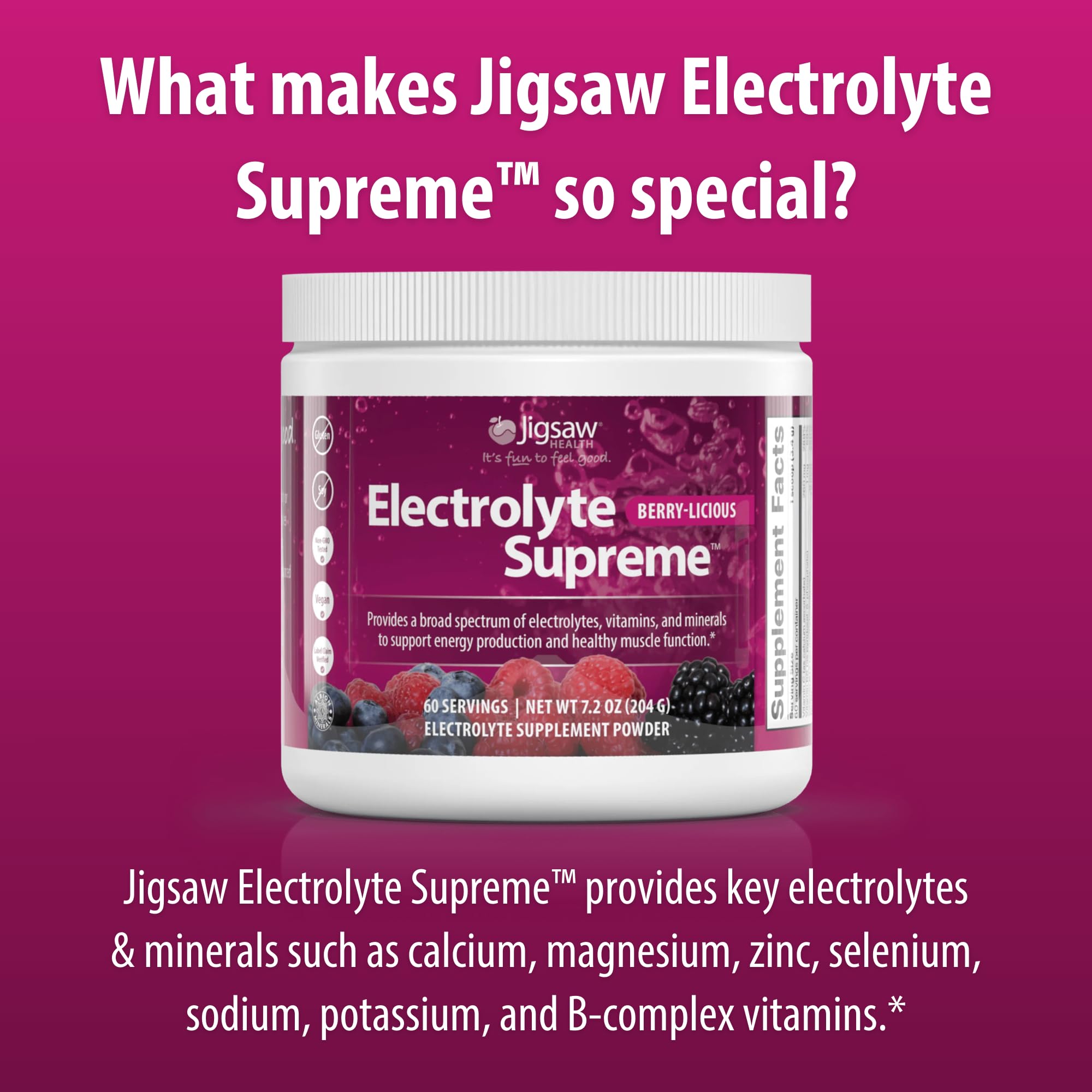 Jigsaw Health Electrolyte Supreme ideal for active workouts and recovery.