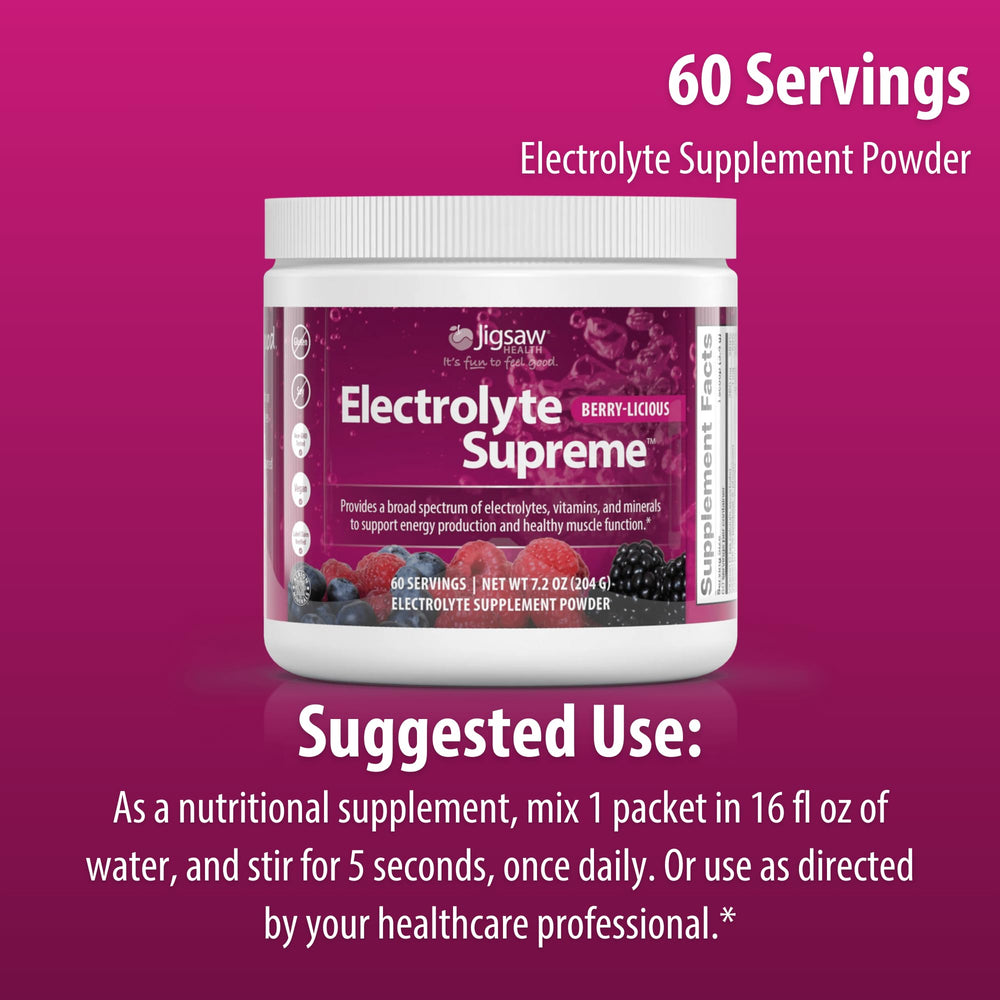 Jigsaw Health Electrolyte Supreme back-of-label nutrition information.