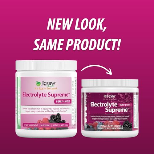 Jigsaw Health Electrolyte Supreme Berry-licious drink glass ready for hydration.