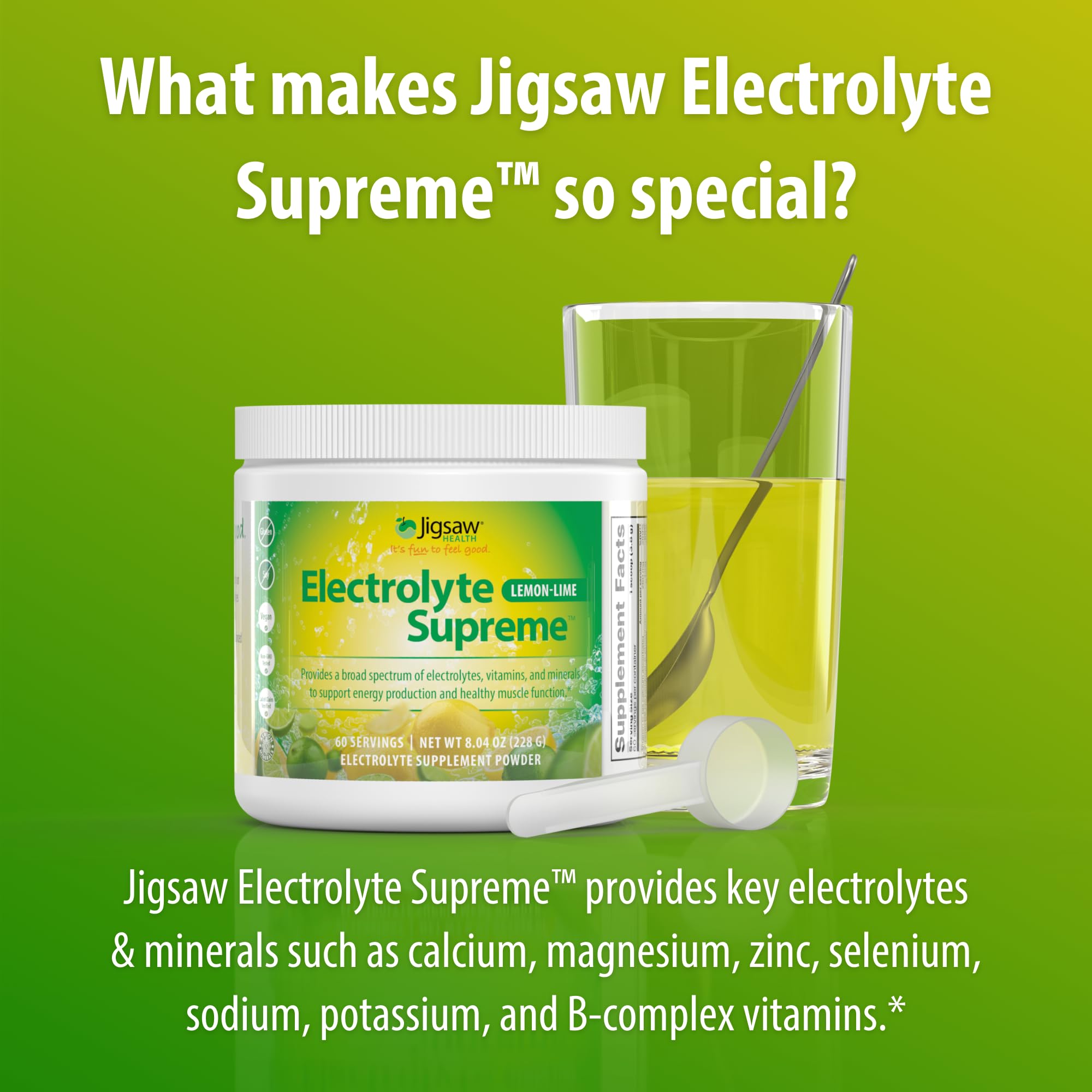 Jigsaw Health Electrolyte Supreme keto-friendly label supports sugar-free, low-carb hydration.