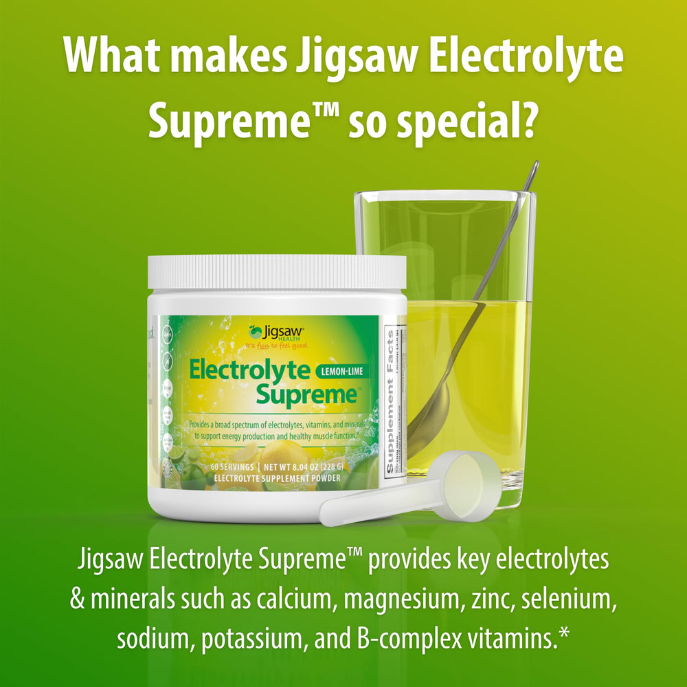 Jigsaw Health Electrolyte Supreme keto-friendly label supports sugar-free, low-carb hydration.