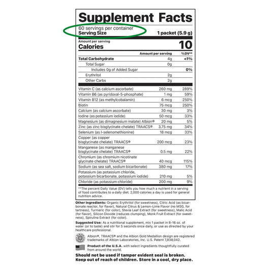 Jigsaw Health Electrolyte Supreme lemon-lime bag front promotes balanced hydration