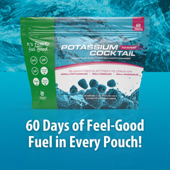Prepared Jigsaw Health Potassium Cocktail blue raspberry in a glass for hydration