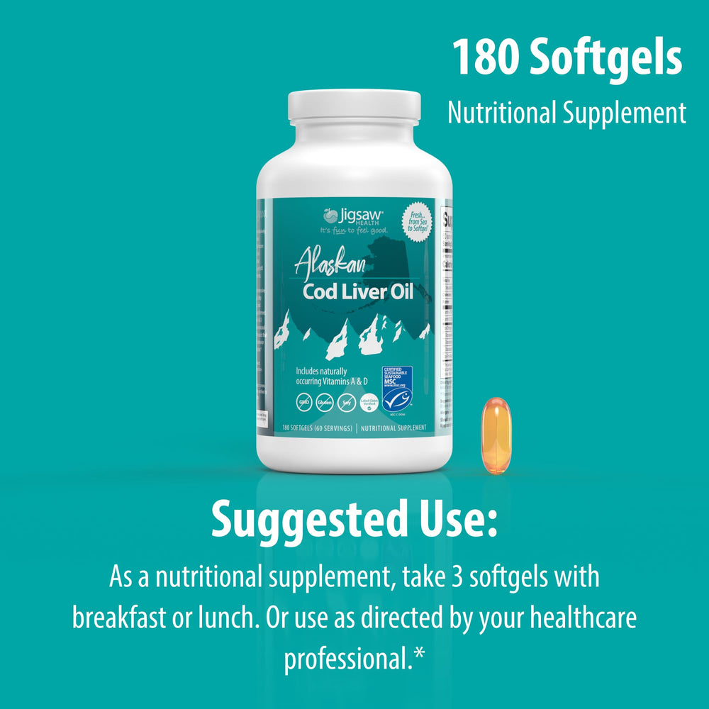 Jigsaw Health bottle and serving-size reminder for daily use.