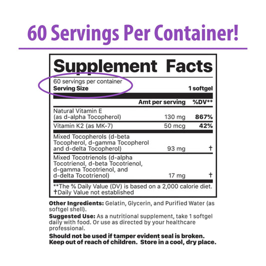 Jigsaw Health Vitamin K2 + E Complex bottle label shows key ingredients.