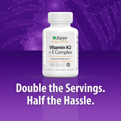 Jigsaw Health Vitamin K2 + E Complex pour shot demonstrates easy daily dosing.