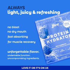 Jive Clear Protein nutrition label reveals 22g protein and electrolytes for recovery.