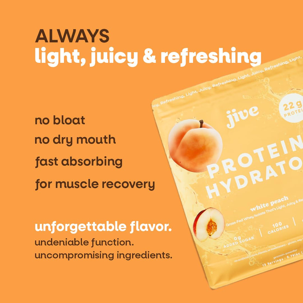 Jive Clear Protein Powder White Peach electrolytes boost icon illustrates rehydration support.