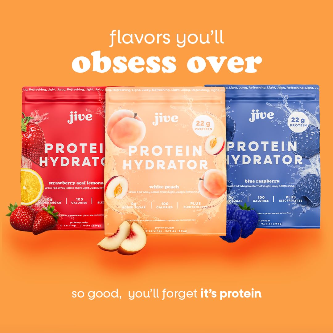 Jive Clear Protein Powder White Peach label close-up communicates no artificial additives.