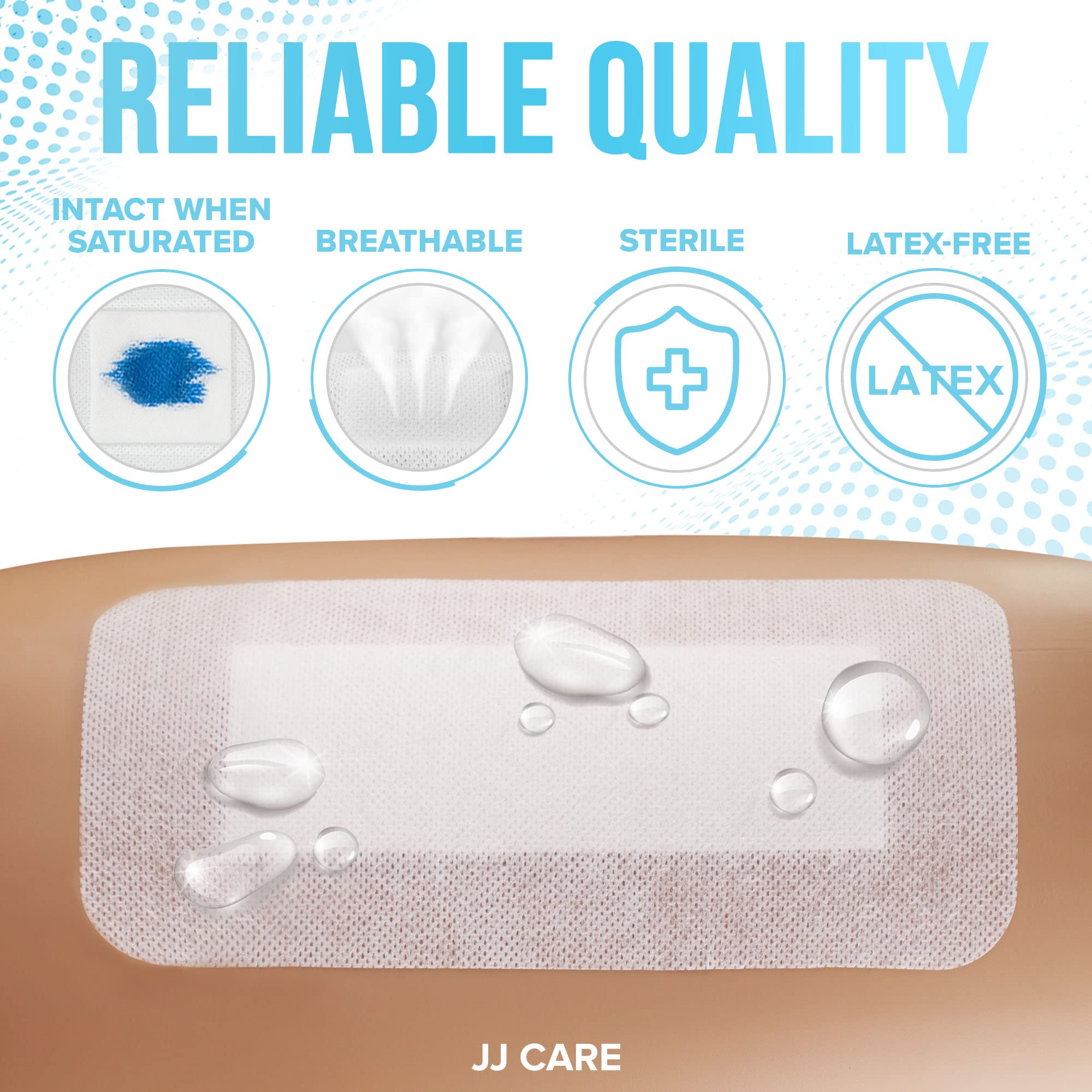 Breathable JJ CARE gauze dressing shielding wound while staying comfortable