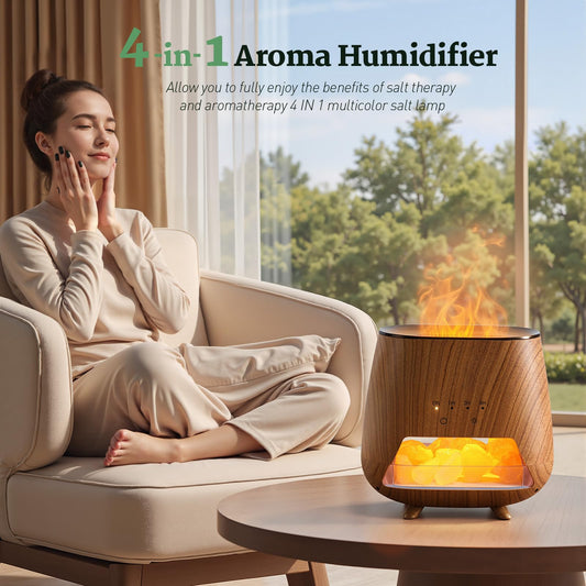 JJNJJN Himalayan pink salt lamp diffuser adds warm glow and air vibes.