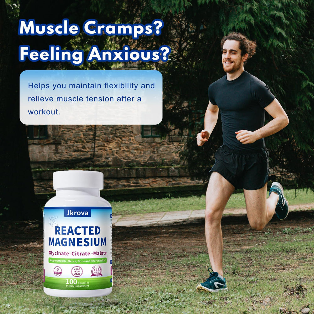 Jkrova Reacted Magnesium with athletic setup implying post-workout recovery.