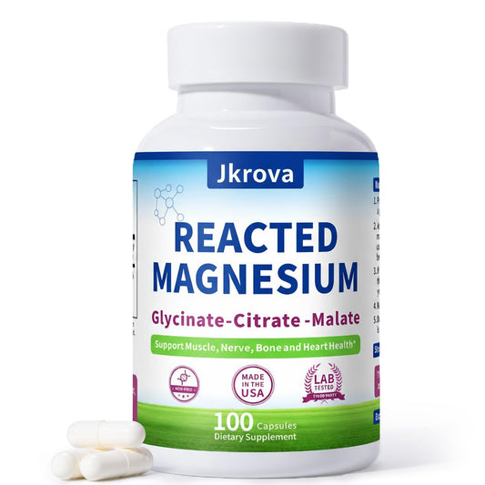 Jkrova Reacted Magnesium & Potassium bottle front for daily wellness.