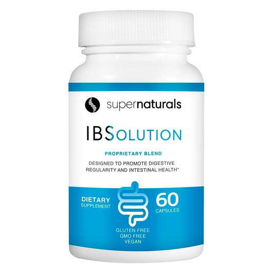 JLM Nutritionals SuperNaturals IBSolution bottle promotes daily digestive balance.