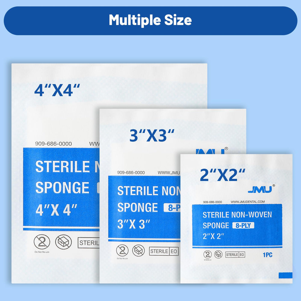 JMU Individually packaged gauze pads ensuring sterile use.
