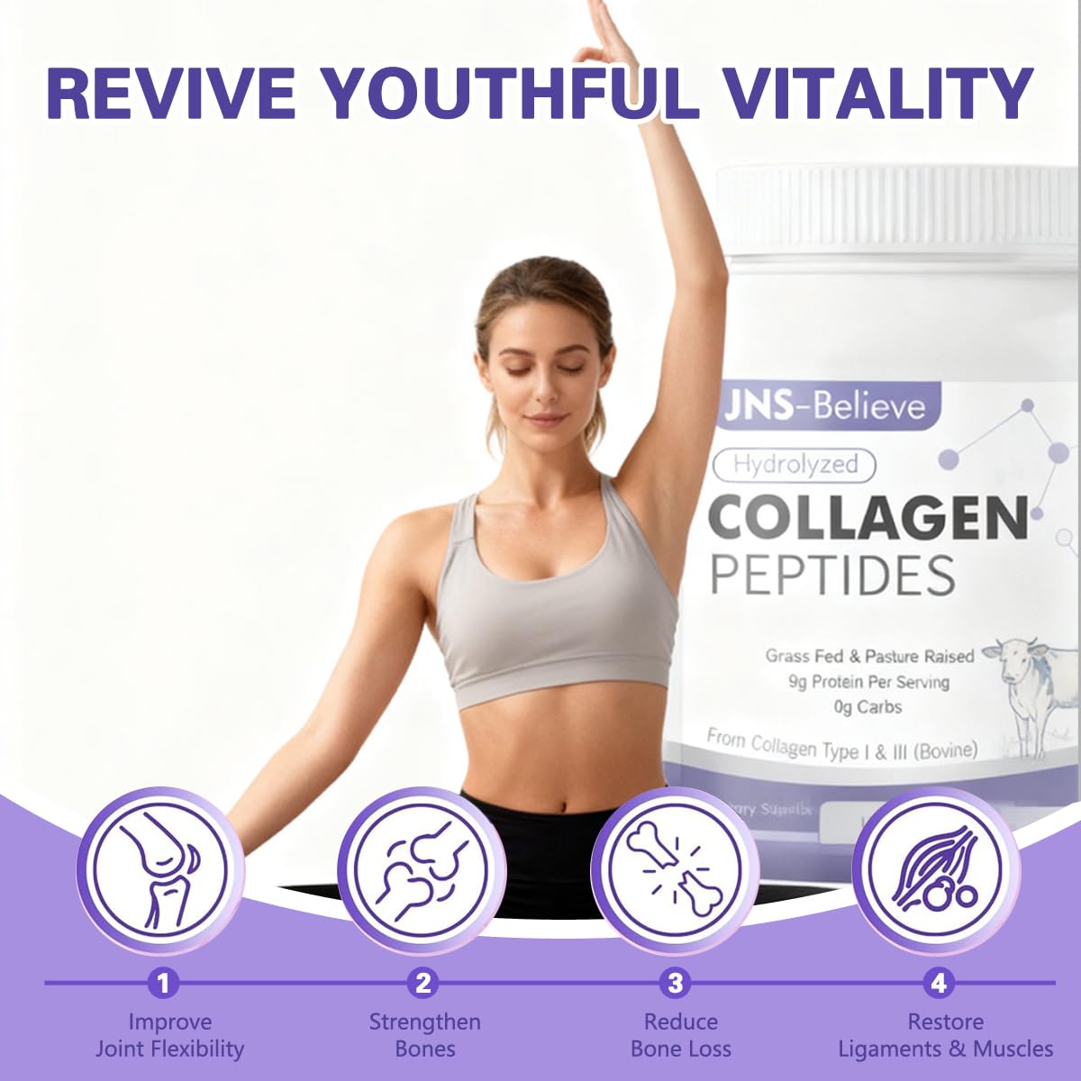 JNS-Believe collagen powder dissolves easily with no clumps or aftertaste.
