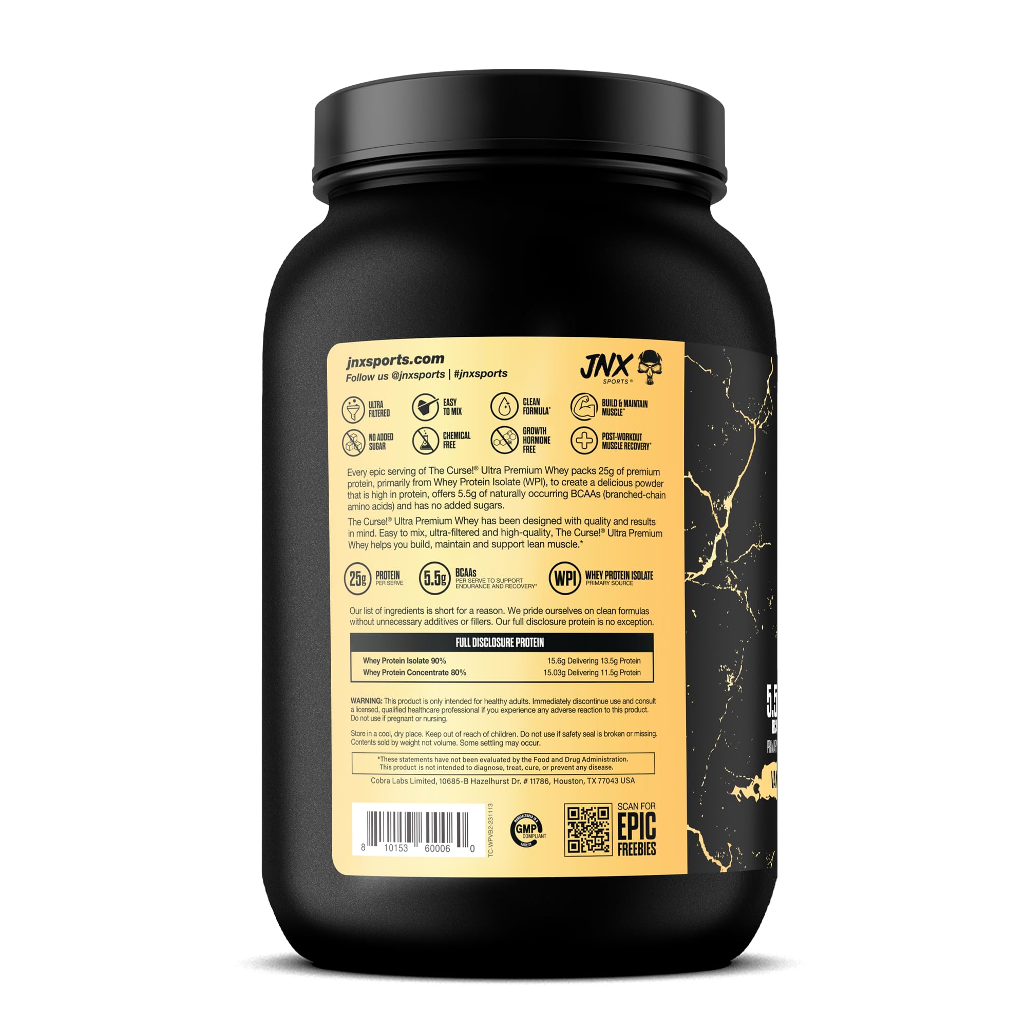 Vanilla Bean shake for post-workout recovery with The Curse! powder.