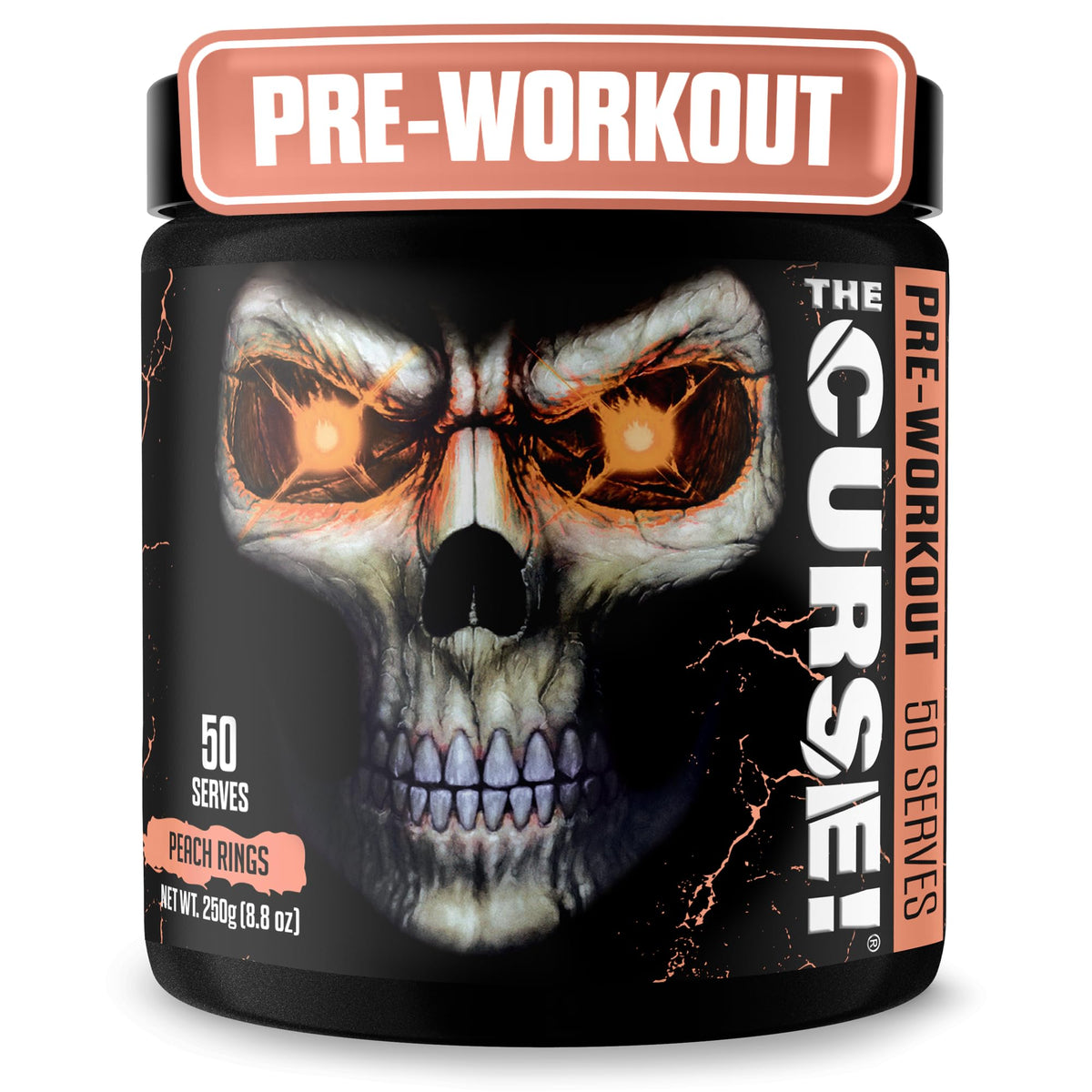 JNX Sports The Curse Peach Rings tub with powder for energy and focus