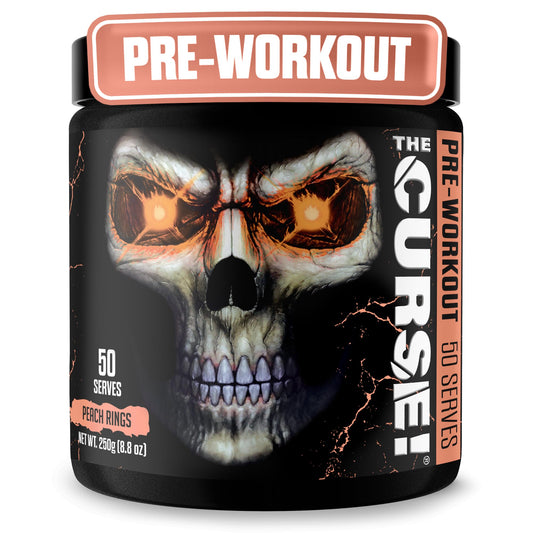 JNX Sports The Curse Peach Rings tub with powder for energy and focus
