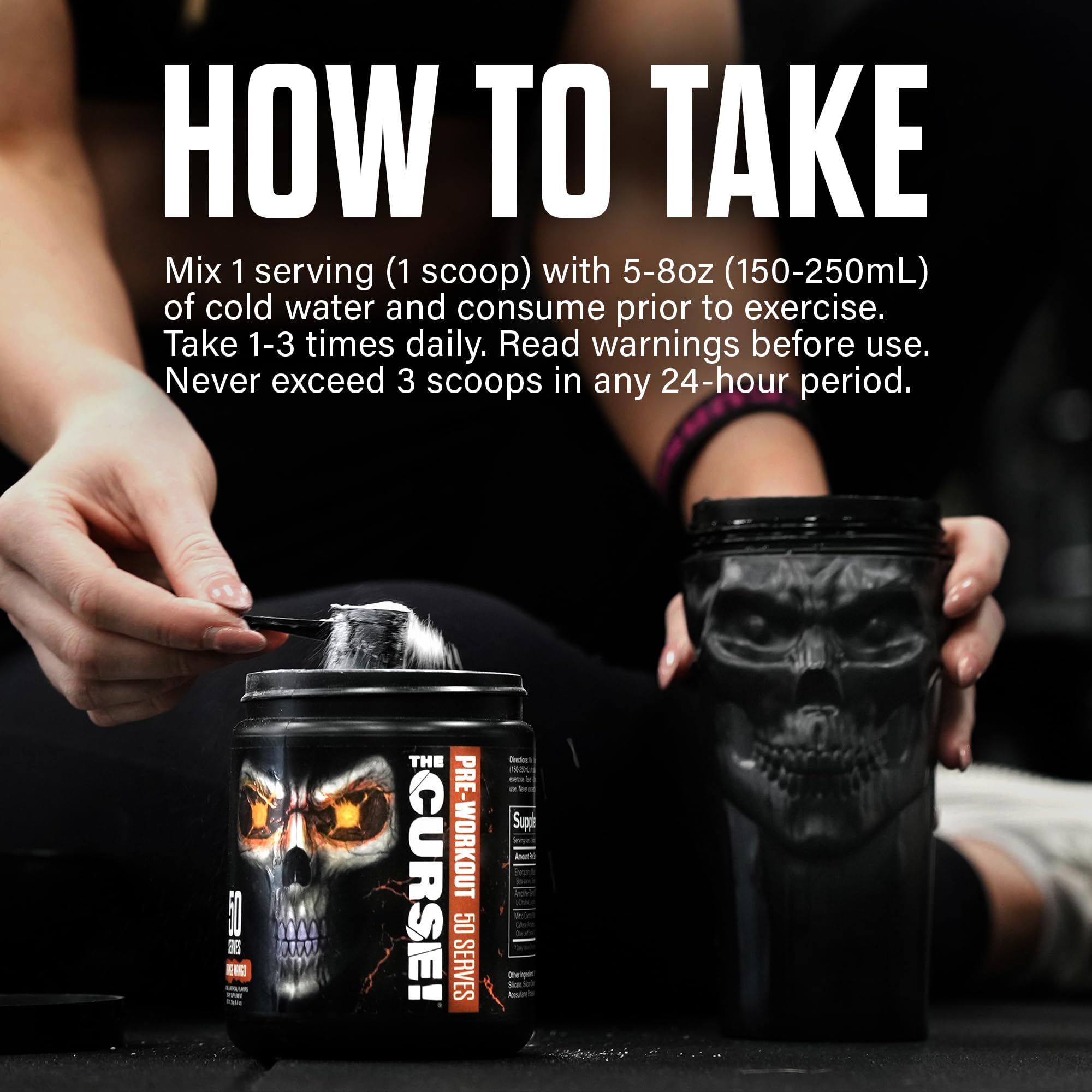 Front label of The Curse showing creatine and citrulline ingredients