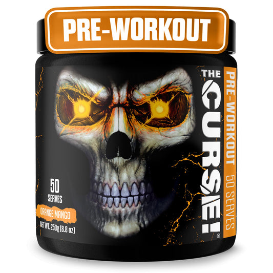 JNX SPORTS The Curse orange mango bottle front for energized workouts