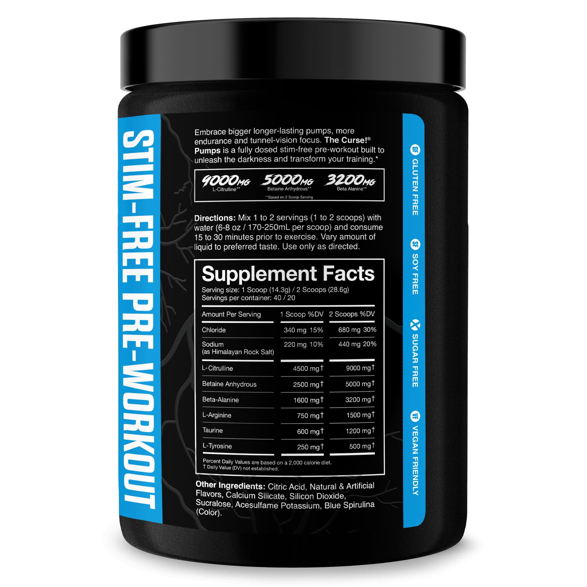 JNX Sports The Curse! Pump powder scoop illustrating non-stimulant pre-workout.