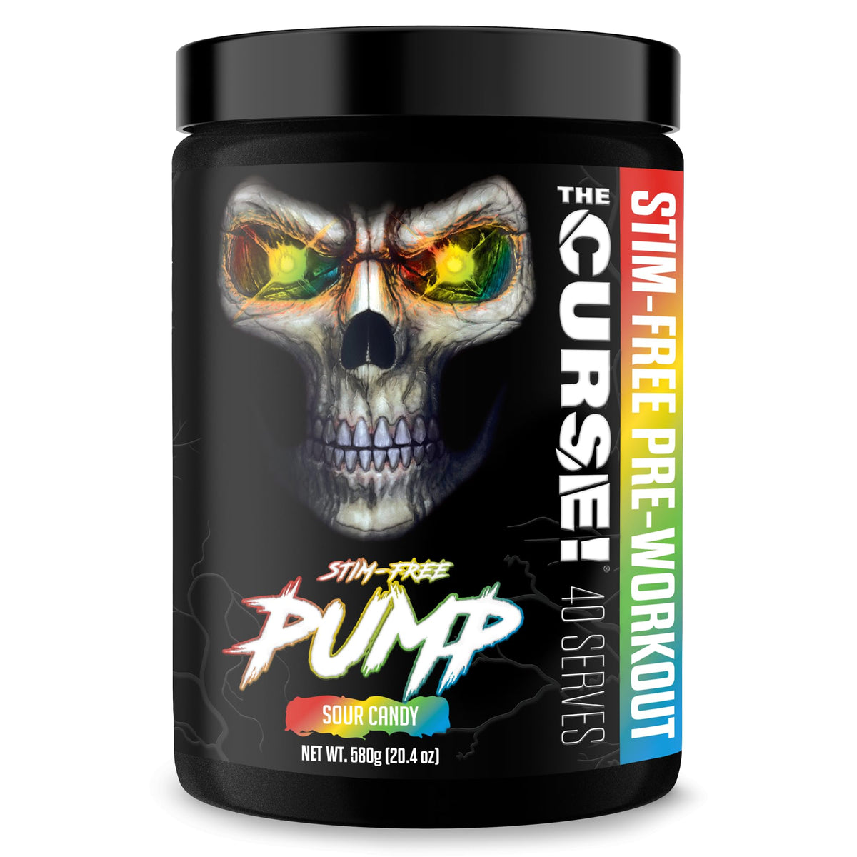 JNX Sports The Curse! Pump Sour Candy powder dissolves for a pre-workout mix.