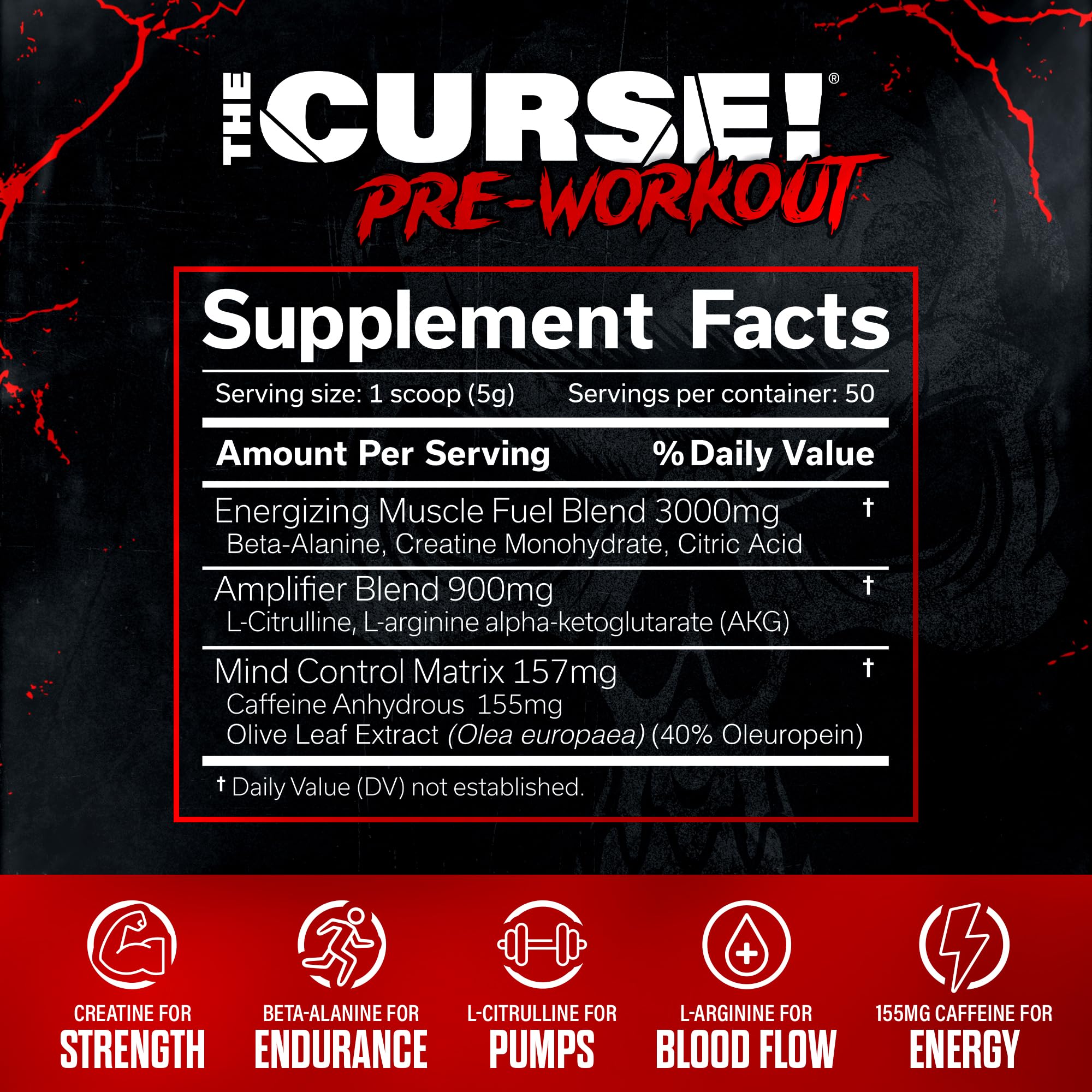 The Curse sugar-free label bottle indicating clean energy.