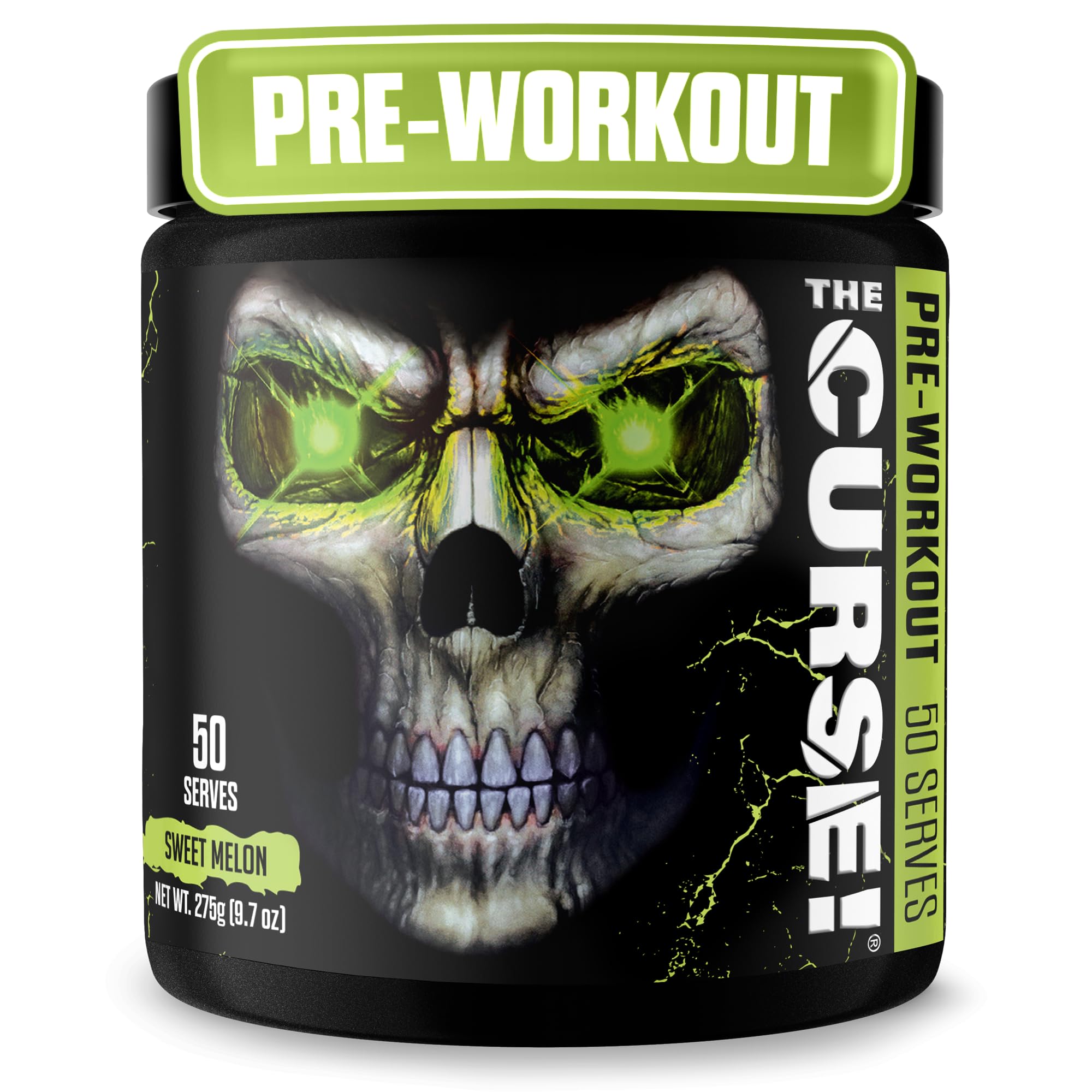 JNX SPORTS The Curse sweet melon tub-front view highlights energy-boosting pre workout