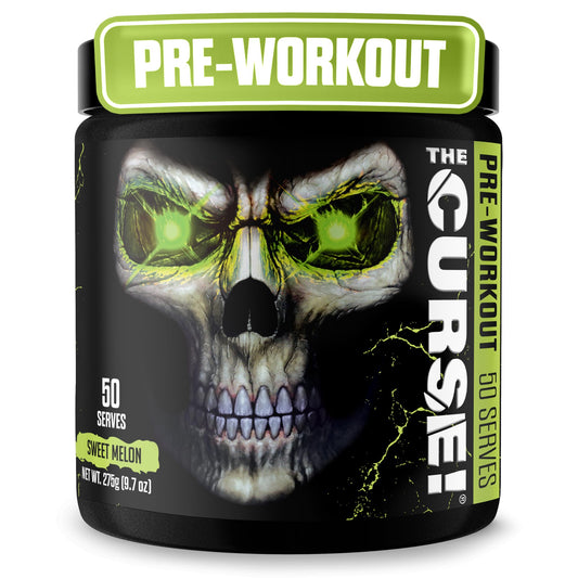 JNX SPORTS The Curse sweet melon tub-front view highlights energy-boosting pre workout