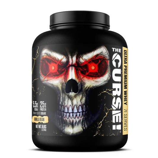 JNX SPORTS The Curse! Vanilla Bean whey powder tub for post-workout protein