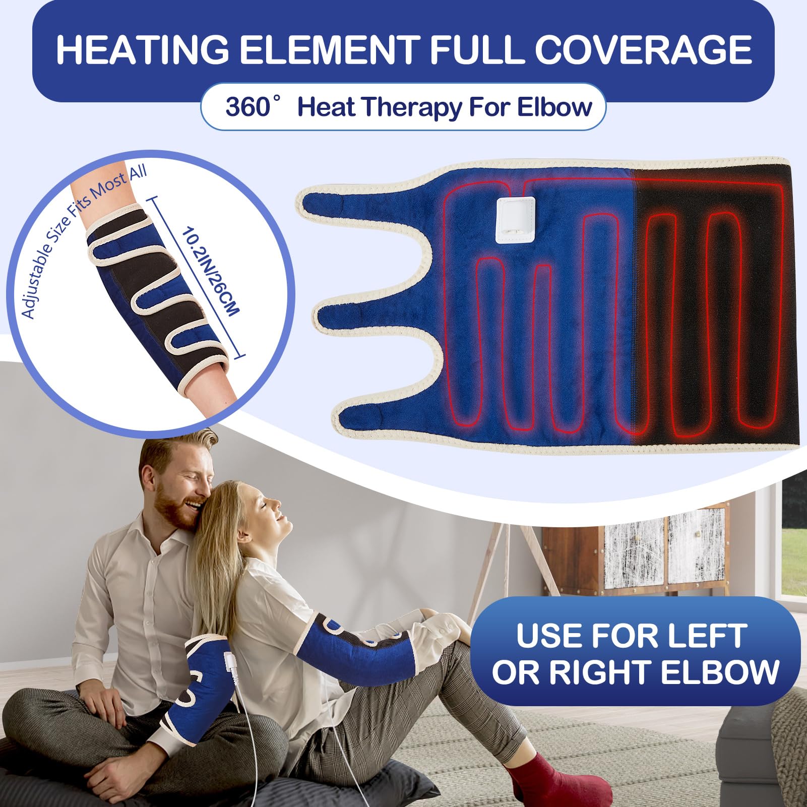 JOBYNA elbow heating pad auto shut-off for safe, unattended use