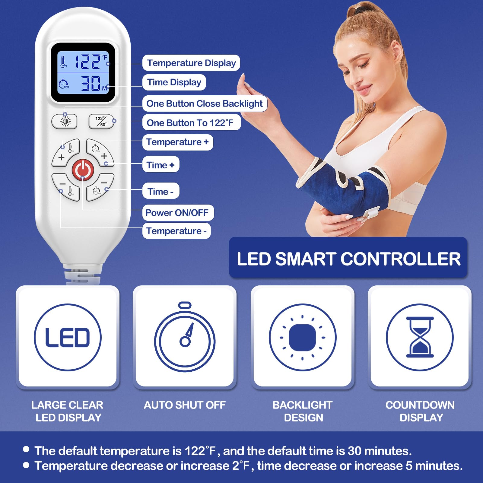 JOBYNA elbow heating pad temperature range highlights customizable warmth