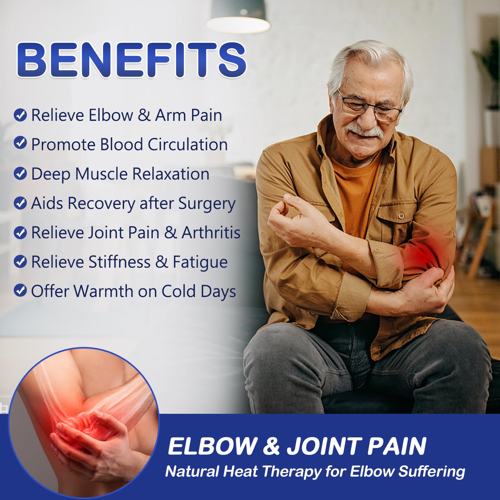 JOBYNA elbow heating pad with LED controller for easy adjustments