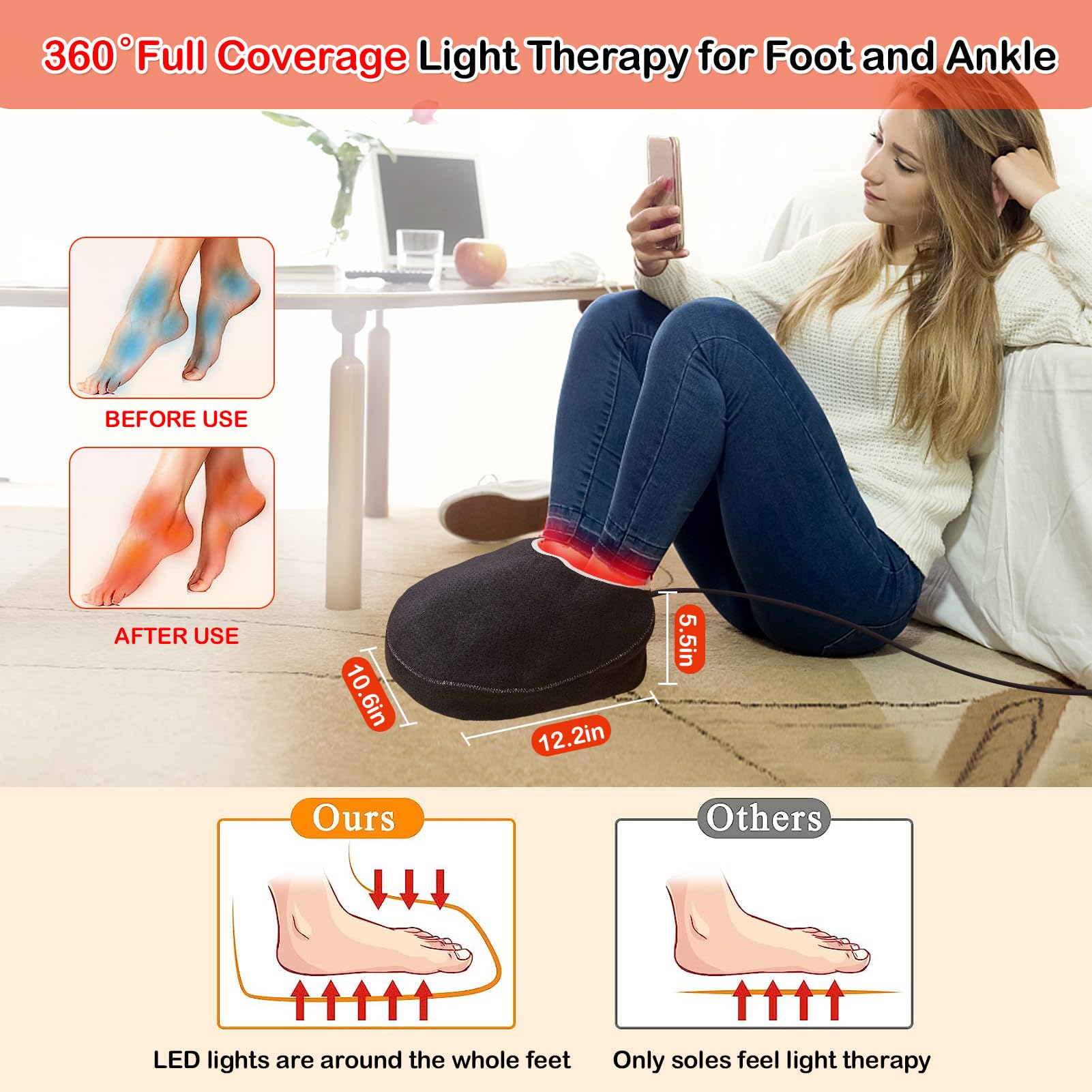 JOBYNA foot-wrap dimensions ensure full coverage of feet, toes, and heels.