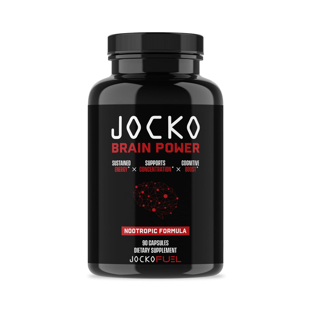 Jocko Fuel Brain Power bottle front showing sleek design and focus support.