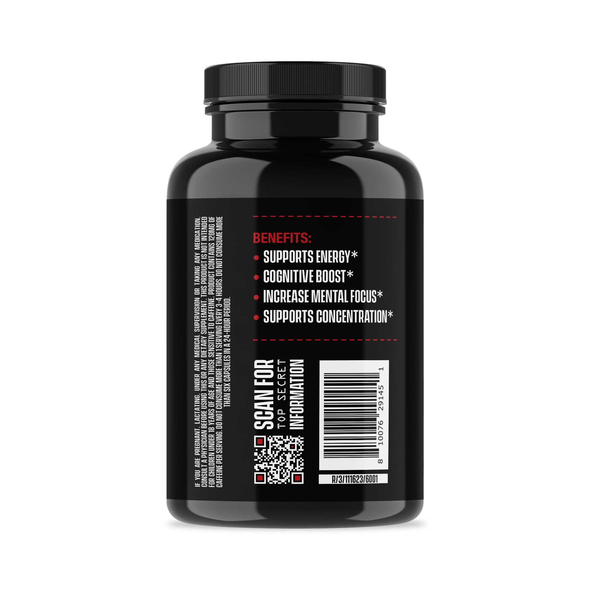Caffeine-Teacrine closeup on Brain Power highlighting alertness support.