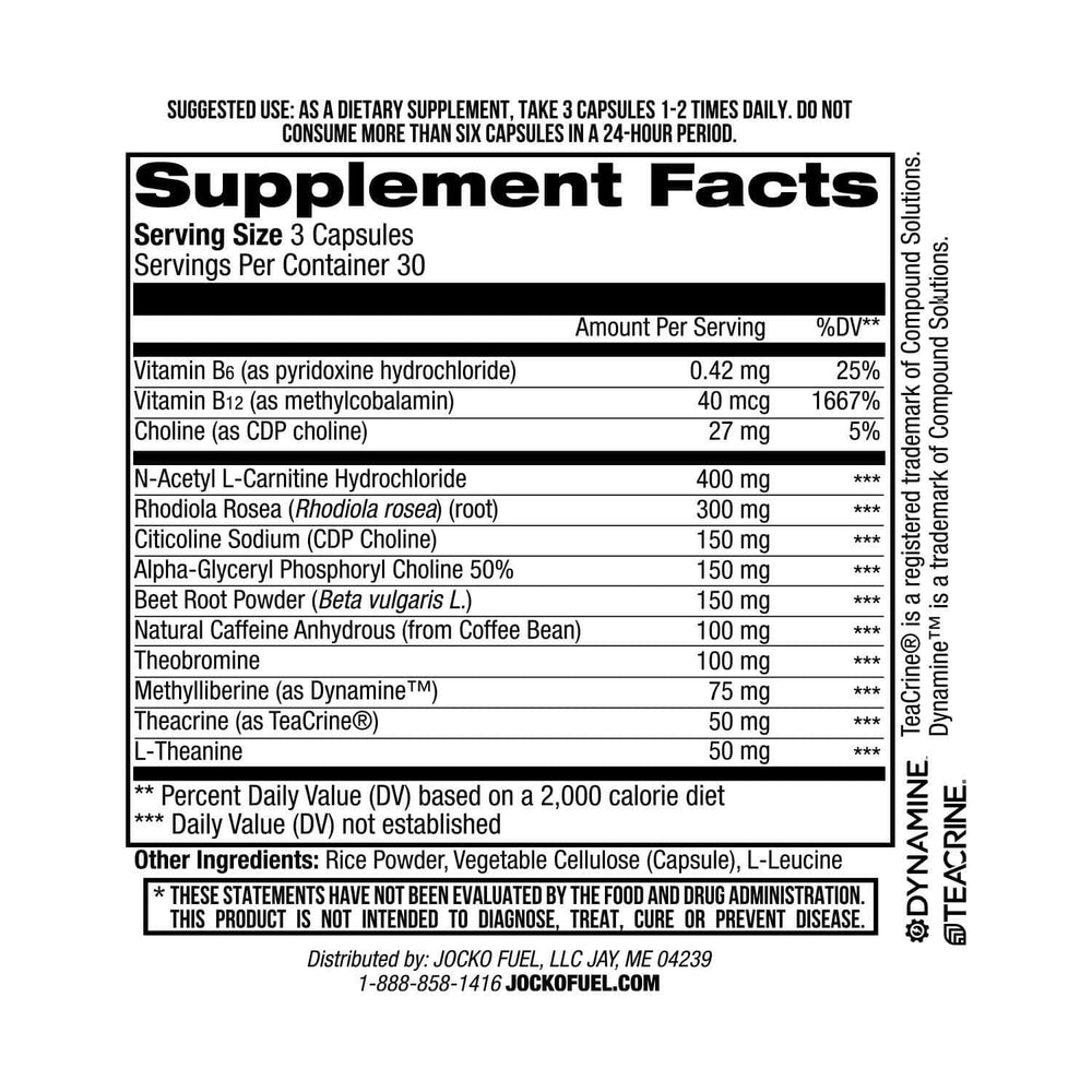 L-Carnitine closeup on Brain Power showing energy production focus.