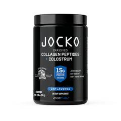 Jocko Fuel collagen powder tub showing hydrolyzed collagen for joint support