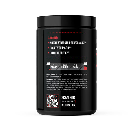 Jocko Fuel Creatine Monohydrate powder scoop aids accurate daily dosing.