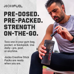 Energetic setup featuring Jocko Fuel Creatine Stick Packs for daily use.