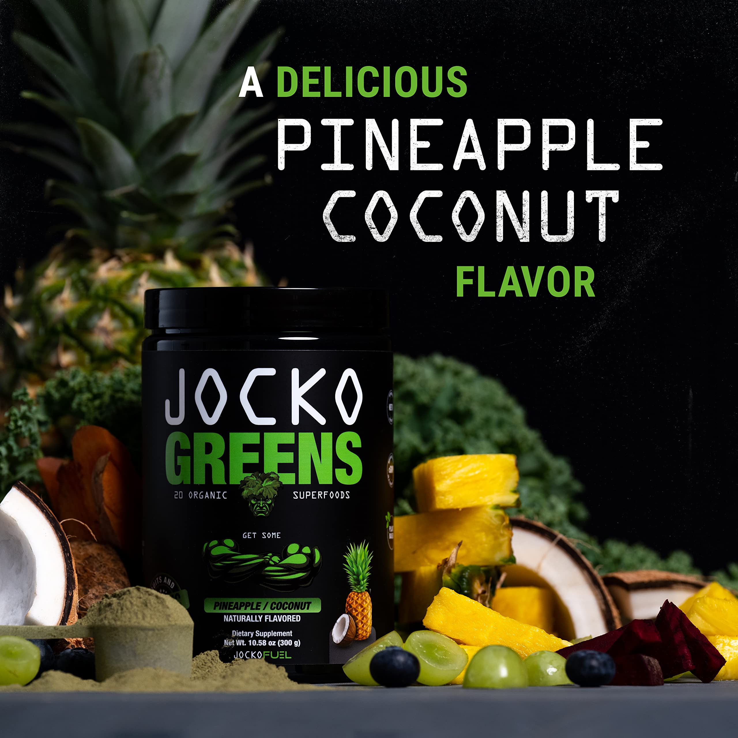 Jocko Fuel Daily Greens glass shows a smooth, palatable green shake.