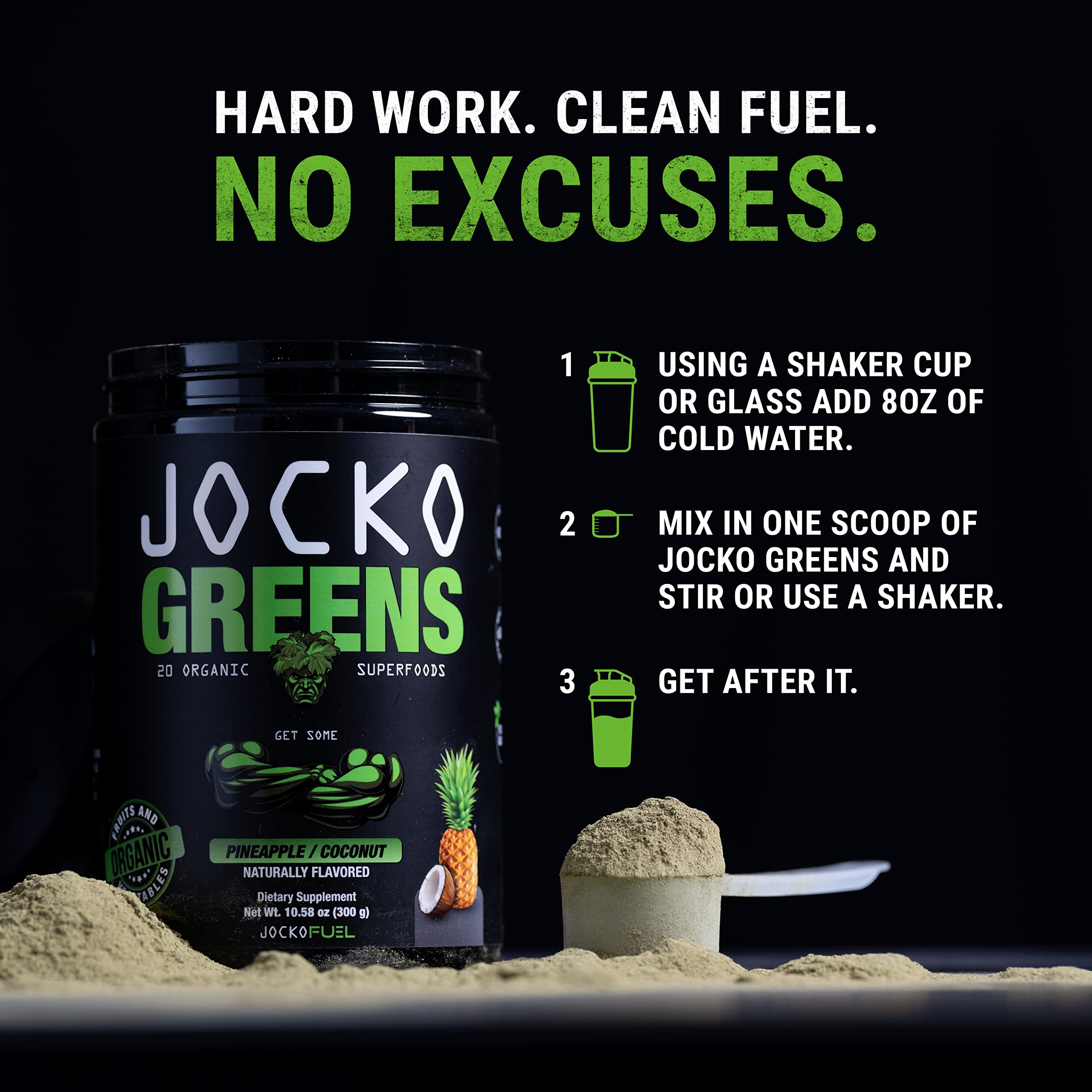 Jocko Fuel Daily Greens spoon measures a serving for daily use.