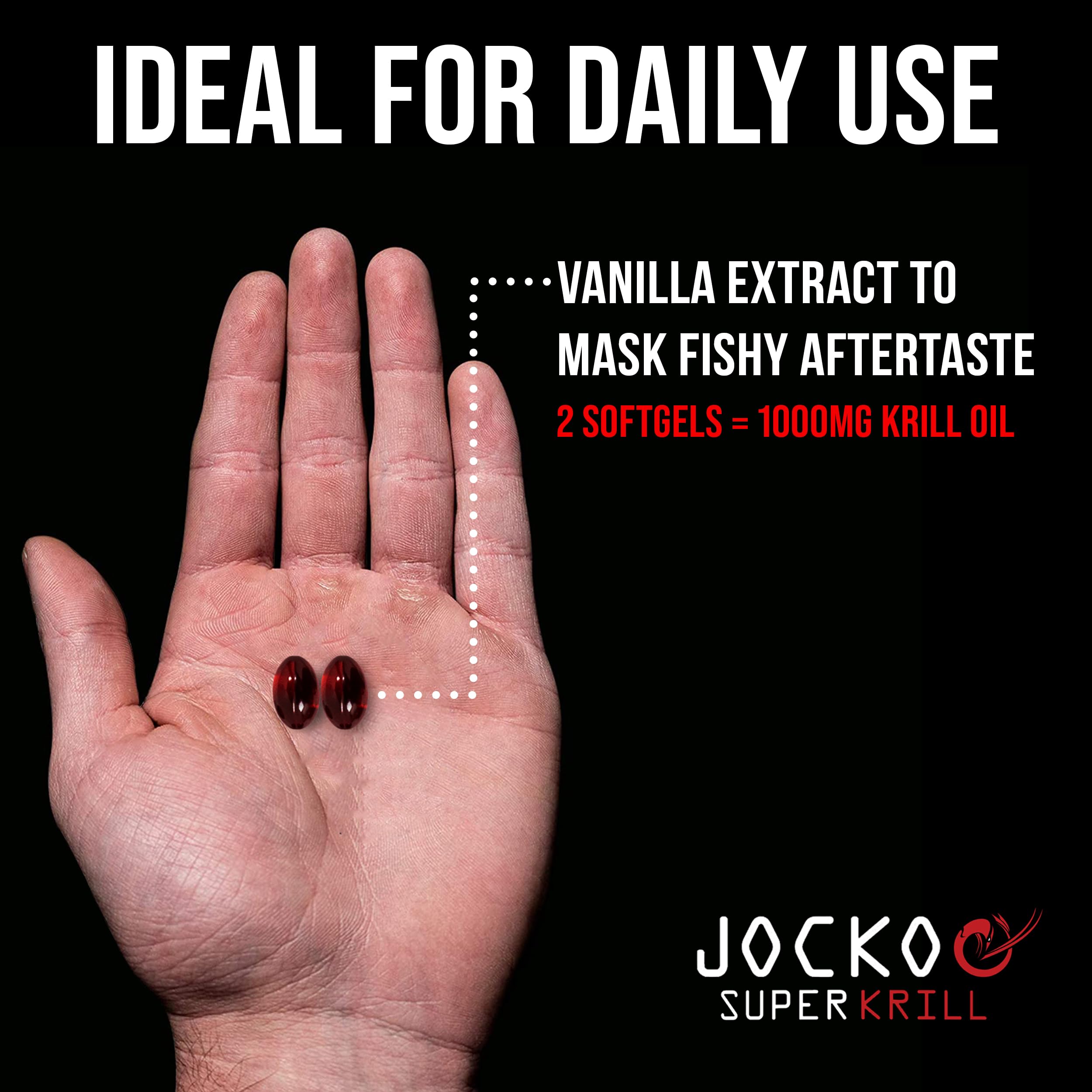 Person taking Jocko Fuel krill oil at desk during daily routine.