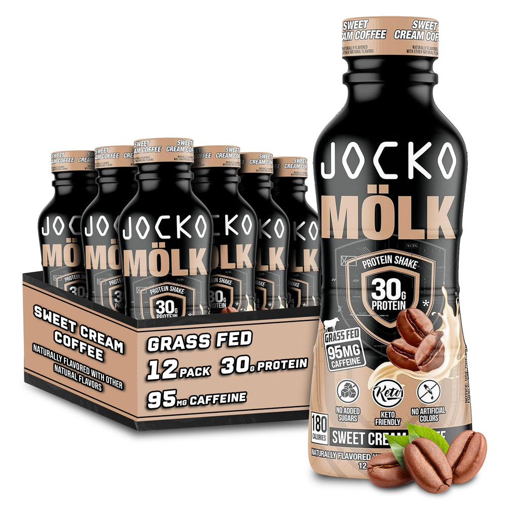 Jocko Fuel Molk bottle front view highlighting sugar-free, keto-friendly ready-to-drink protein