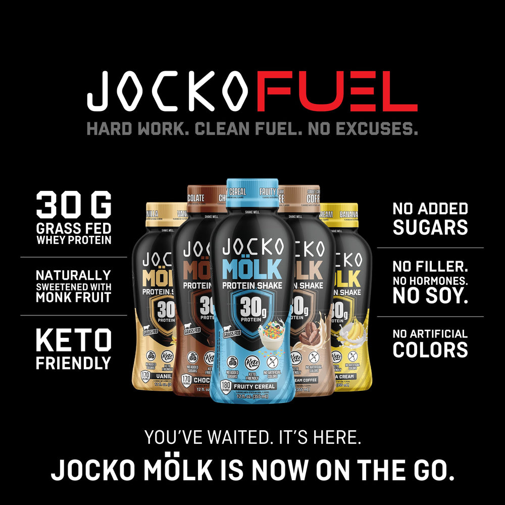 Jocko Mölk digestive enzymes icons highlight gut-friendly protein blend.