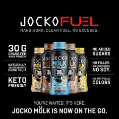 Jocko Mölk digestive enzymes icons highlight gut-friendly protein blend.