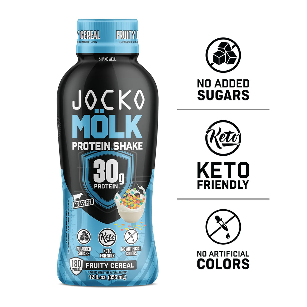 Jocko Mölk grass-fed protein label emphasizes hormone-free and soy-free ingredients.