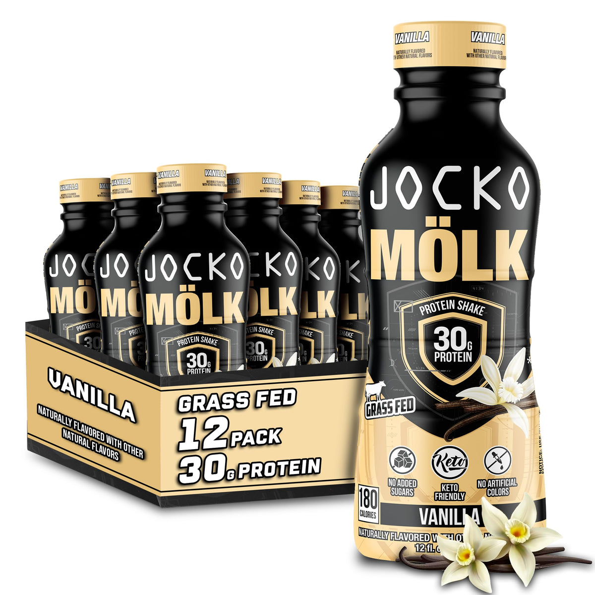 Jocko Fuel Mölk vanilla bottle front for keto-friendly protein on the go
